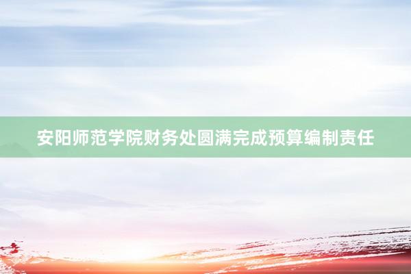 安阳师范学院财务处圆满完成预算编制责任