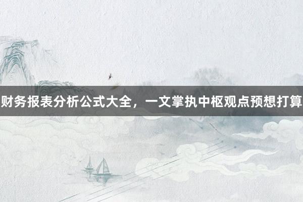 财务报表分析公式大全，一文掌执中枢观点预想打算